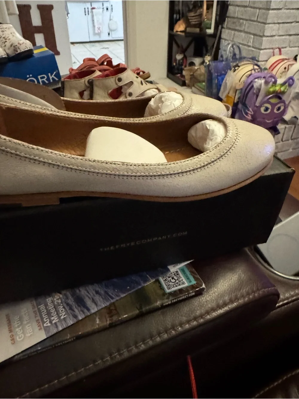 Frye Cream Textured Ballet Flats